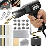 150W Soldador de Plástico, 2 en 1 Plástico Soldadura Reparando Kit con 2pcs Herramientas de Suavización, 800pcs Grapas & 56pcs Varillas Soldadura para Reparación Parachoques, Piezas de Plástico