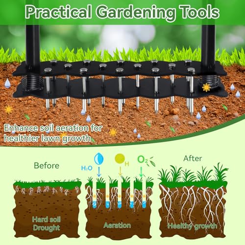 Lawn Aerator, Aerator Lawn Tool for Manual Weeding, Pre-Assembled Lawn Aerator Tool for Patio Lawns and Gardens, Lawns Improvement and Yard Care, Garden Tools, Restoring Lawns Health - Image 6