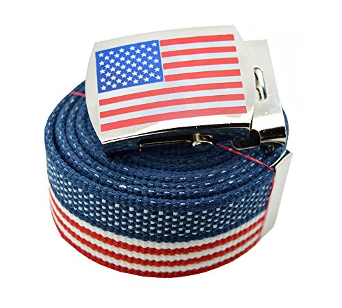 ACCmall Usa Flag Canvas Military USA Flag Web Belt & Buckle 60 Inch