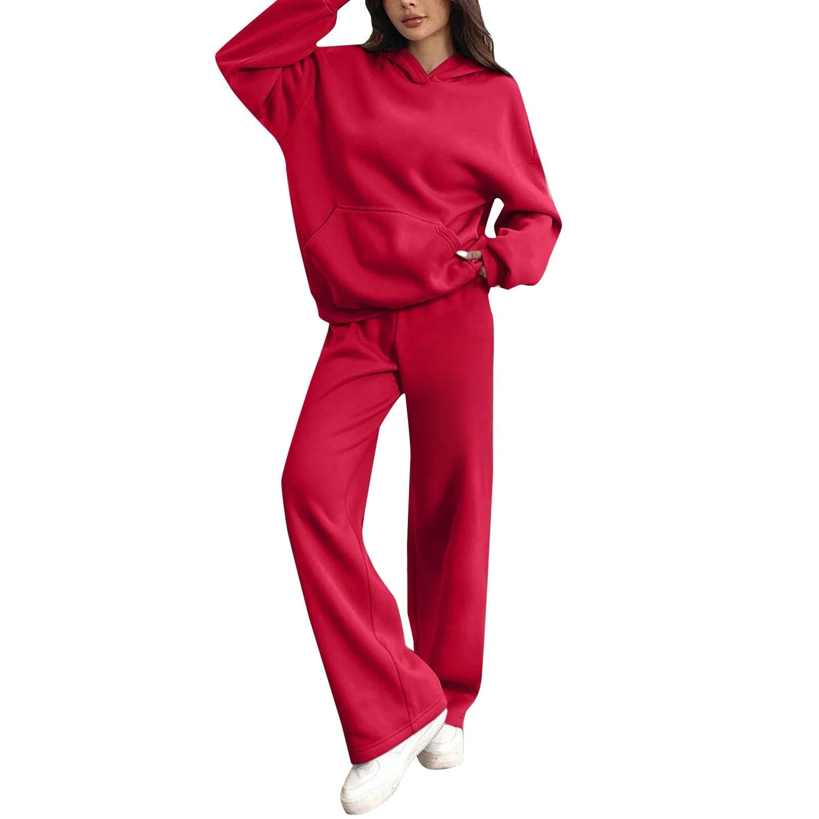 Generisch Damski dres do joggingu, domowy, zestaw treningowy, jednokolorowy, dwuczęściowy dres treningowy, dres rekreacyjny, bluza i spodnie do biegania, dres sportowy na wiosnę, jesień, zimę, zestaw