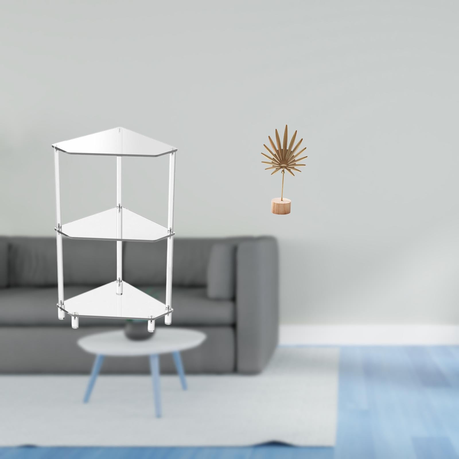 Modern Leaf Tiered Corner Table with Abstract Metal Sculpture for Kitchen Bathroom Living Room Small Space Nordic Ornament-image-24