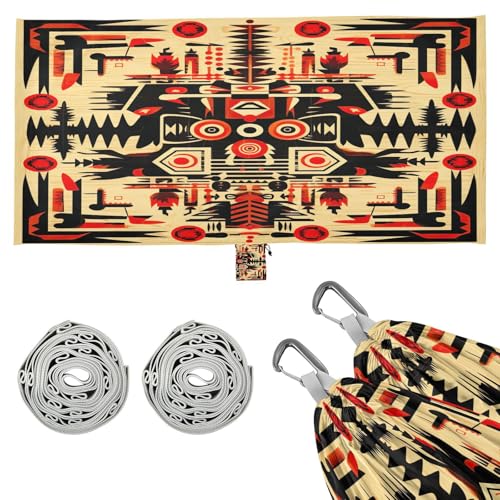 Haskirky Indian Navajo Cross and Arrow Camping Hammock, Single Portable Hammocks with Tree Straps & Attached Carry Bag, 330Lbs Capacity Perfect for Outside Indoor Hiking Beach Backpack Travel