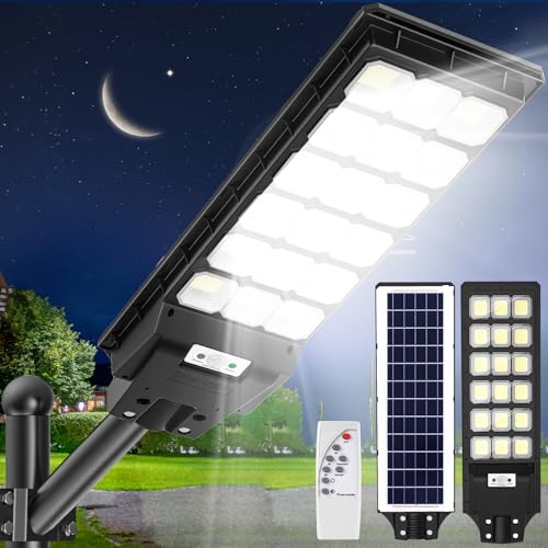 Farola solar exterior contra zonas oscuras con sensor de movimiento y 600W
