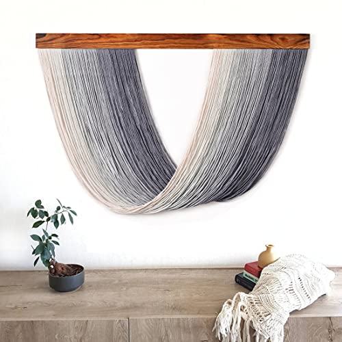 Mokof Large Macrame Wall Hanging, Ombre Wall Art, Modern Dip Dye Tapestry For Boho Decor, 43"X28" (Grey) #TOP12