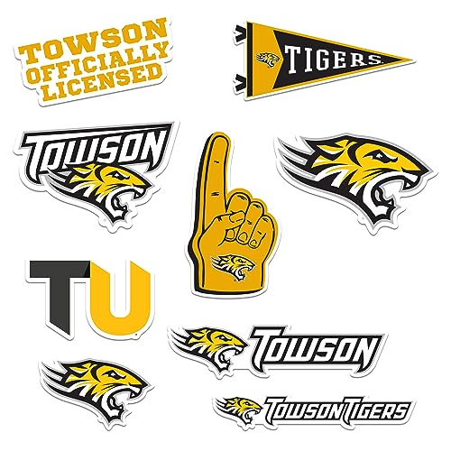 Image of GRAPHICS & MORE Towson University 8ct Vinyl Large Deluxe Stickers Variety Pack - Laptop, Water Bottle, Scrapbooking, Tablet, Skateboard, Indoor /Outdoor - Set of 8