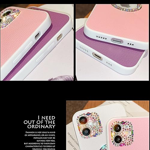 Coque iPhone de luxe LVTFCO en cuir PU blanc pailleté et diamants