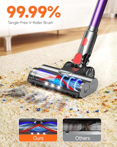 Image of FEPPO Cordless Vacuum Cleaner, Upgraded 70Mins Powerful Vacuum Cleaners for Home with Self-Standing, Touch Screen, Anti-Tangle Stick Vacuum Cordless, Wireless Vacuum for Hardwood Floor /Carpet /Pet Hair