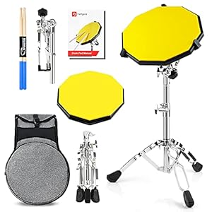 Vangoa 12 inch Silent Drum Pad Silicone Drum Practice Pad voor Beginners Training, met Snare Stand, Drumstokken…