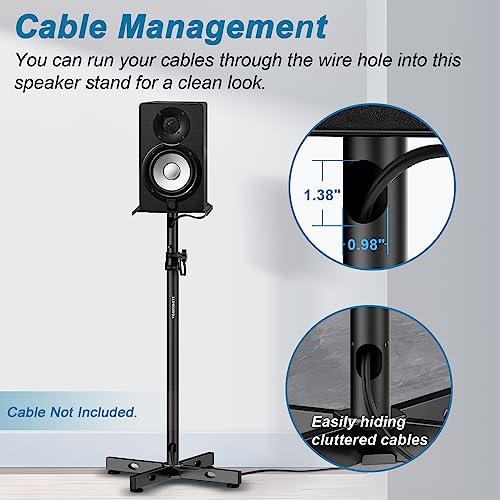 Vondynote Pair Of Studio Monitor Stands Adjustable Height Speaker Stands With Cable Management #TOP2