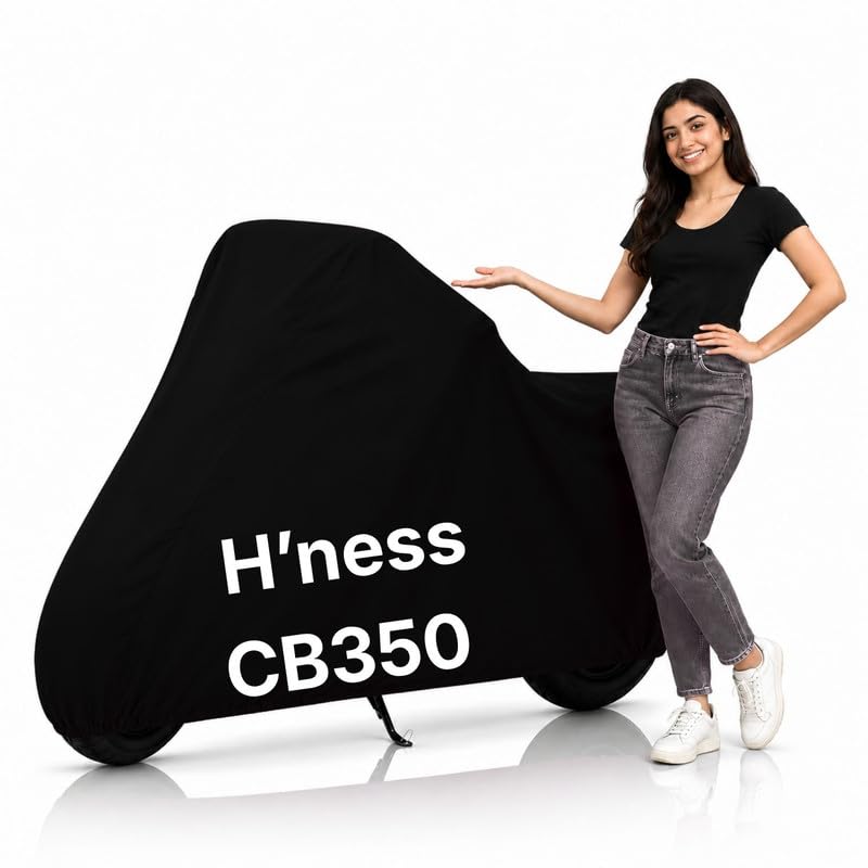 Image of Ultra-Protect Bike Body Cover for Hoonda H'Ness CB350 Cover| 100% Waterproof, Dustproof & Scratch Resistant | Heavy Duty Two Wheeler Covers with UV Protection, Heat Resistant | All Weather (Black)