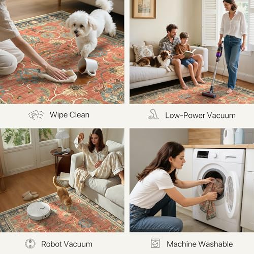 Alfombra Runner Coral Azul Lavable 2x6 Bavni miniatura 6
