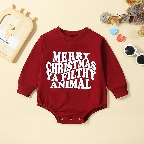 Newborn Baby Girl Boy Christmas Outfit Sweatshirts Romper Santa Oversized Long Sleeve Bodysuit Onesie Baby Clothes2