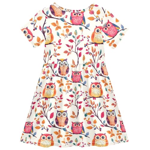 Cute Owls Short Sleeve Girl's Dress Knee high Quick Dry Moisture-Wicking Sizes 2T2