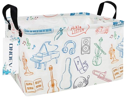 Image of Rectangular Folding Laundry Basket,waterproof Canvas Basket,gift basket,Suitable for children's room,Clothes,Toys Storage(musical instrument)
