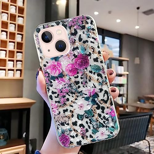 Lyxigt TPU-skydd för iPhone 13 mini - Leopard & Blommor