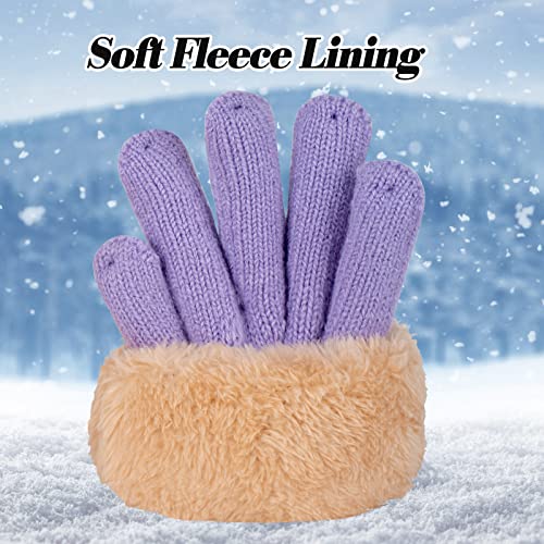 3Pcs Kids Winter Beanie Hat Scarf Gloves Set for 2-6-10-14 Years Old Boys Girls, Knit Thick Warm Fleece Lined Thermal Sets3