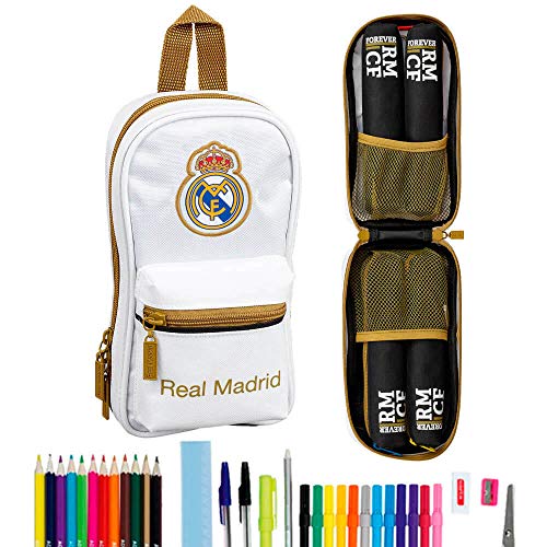 Real Madrid CF - Astuccio con 4 astucci, 33 pezzi, per la scuola