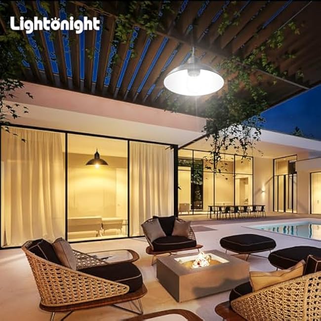 Solar Shed Light Outdoor Pendant Light with 4000mAh Solar Panel Warm/White Dimmable with Remote, Solar Powered Hanging Barn Light with Remote for Shed, 1 Pack