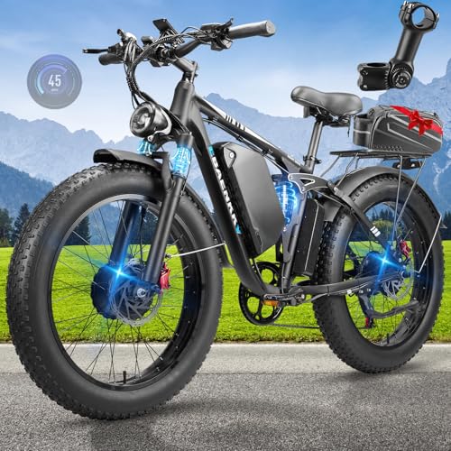 CTVVXXC 9000W Dual Motor Ebike,24" Fat Tire Electric Bike for Adults, 45MPH Fast 52V 34Ah Long Range, Dual Hydraulic Brakes Full Suspension, Snow/Mountain/Off-Road/Commute E-Bike