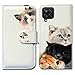 Bcov Galaxy A12 Case, Cute Brown Cat Leather Flip Phone Case Wallet Cover with Card Slot Holder Kickstand for Samsung Galaxy A12 2021
