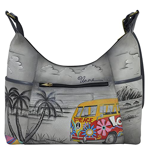 Image of Anna by Anuschka Handpainted Women's Genuine Leather Large Shoulder Hobo