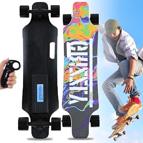 Elektrische Skateboards für Erwachsene mit Fernbedienung: 25 km (15,6 MPH), 15 km (9,4 Meilen) Reichweite, 15 % Steigfähigkeit, bürstenloser 350-W-Motor, 4-Gang-Schaltung und 7-lagiges Ahorndeck | Ele