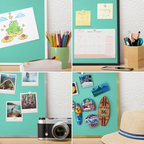 Pizarra magnética menta 60x40 cm con elegante marco dorado para organizar notas en la pared 4