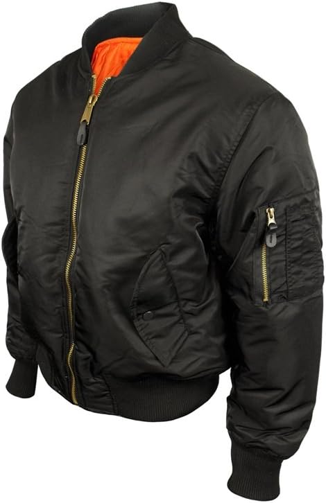 RelcoClassic Flight MA1 Bomber Jacket Black Medium Black