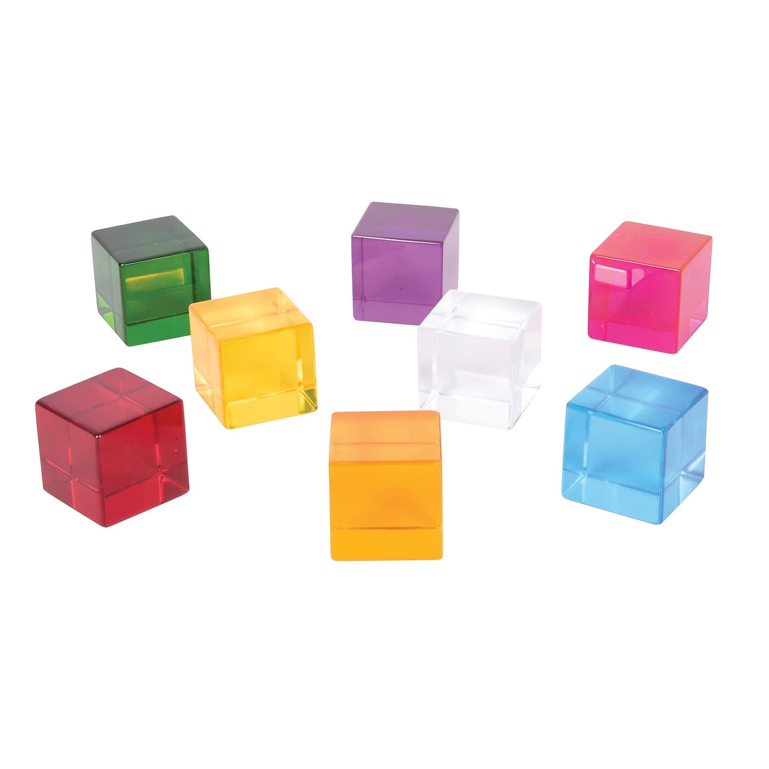 TickiT Perception Cubes - Set of 8 - Assorted Colors - Transparent Manipulatives for Visual Sensory Play - Observe Light and Color-Mixing - Light Panel Accessory