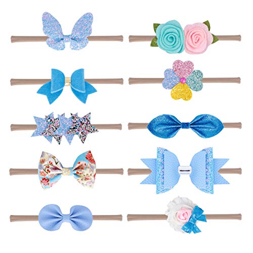 Baby Girl Headbands Newborn Infant Toddler Hairbands and Bows Child Hair Accessories (PS-blue)