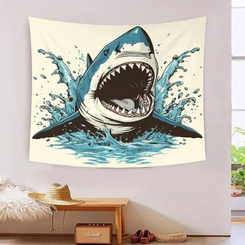 Tapisserie requin 3D effet visuel saisissant grand format textile pour salon