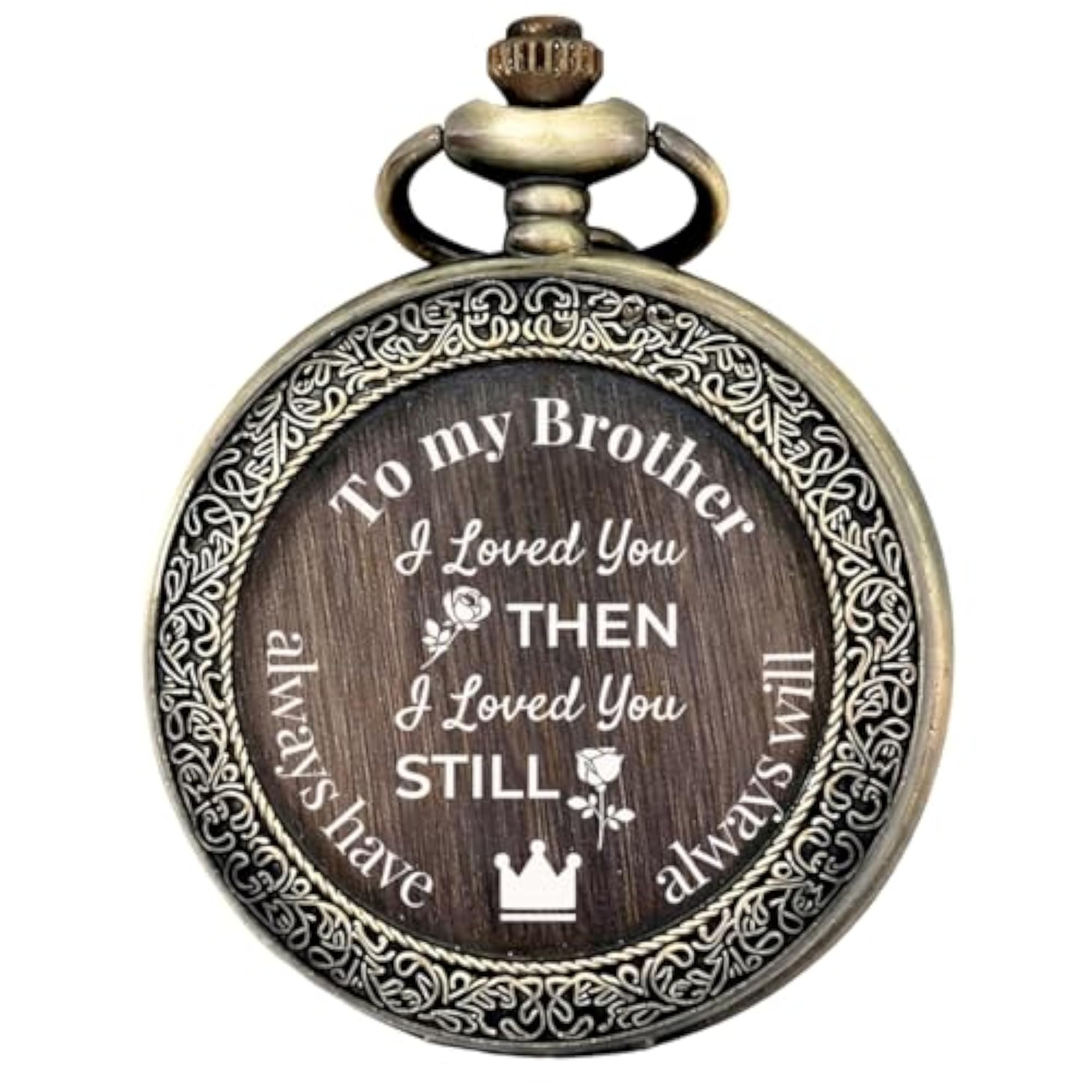 Engraved Vintage Pocket Watch for Brother, Antique Style
