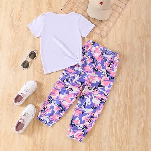 Image of Ayzozuy Kids Toddler Girl Clothes Letter Print Graphic Top + Leopard Print Flare Leg Pants 2PC Summer Clothing Set