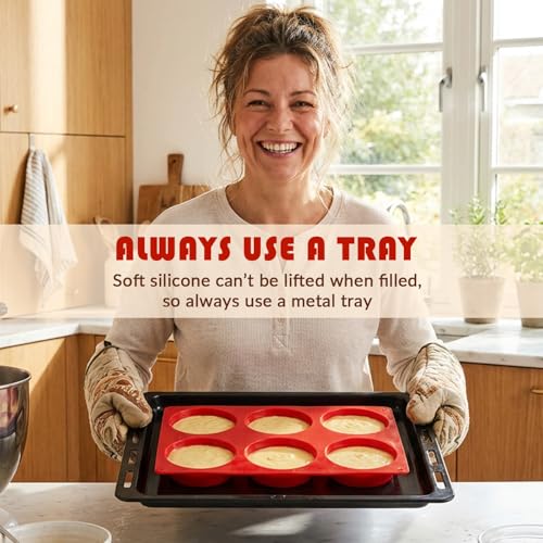 Image of HKNMTT 2Pcs Muffin Top Pans 12-Cavitiy Round Silicone Egg Molds for Baking