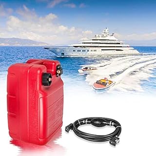 Portable Boat Outboard Fuel Tank Marine Motor Fuel Tank 6 Gallon 24L With Fuel Hose Line And Connector Compatible With Inflatables, Canoes And Kayaks