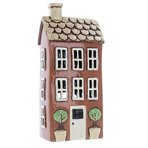 Shudehill Giftware Keramik-Teelichthalter, Dorfkeramik, Gartenhaus, Heimdekoration, Kerzenhalter (hoher Ziegelstein)