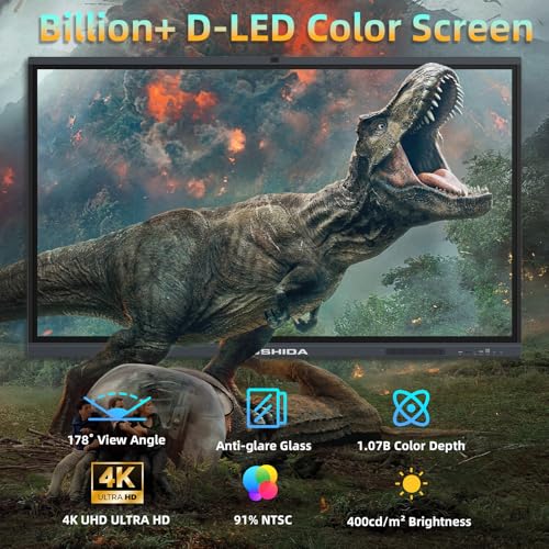 Image of 65 inch Smart Board Google EDLA-Certified 4K Interactive Whiteboard SmartBoard for Classroom & Office Business, Android 14 Touchscreen with 13MP AI Camera 8G RAM+64G ROM, 40-Points, Wall Mount Included