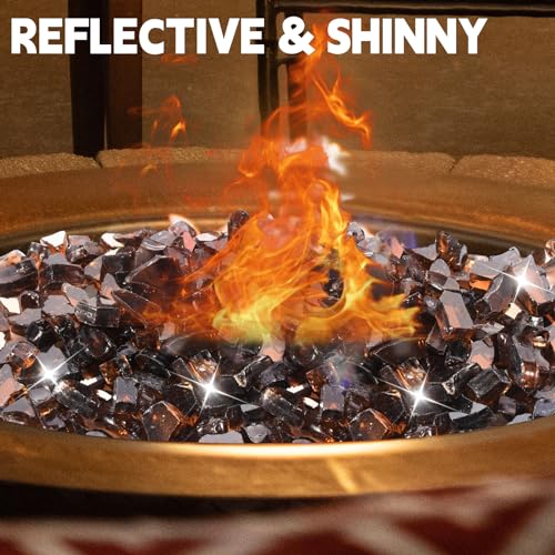 vchin 20 Pounds Fire Pit Glass, Copper Reflective Tempered Glass Rocks, High Luster, Fit for Natural and Propane Fire Pit Table, Fireplace and Landscaping by vchin - Image 2