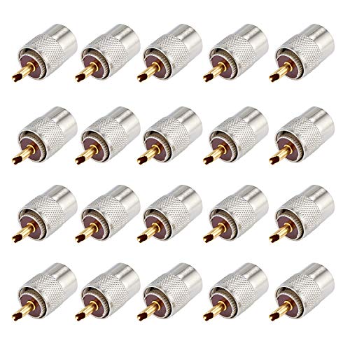 ESUMIC 20Pcs PL259 Soler Coaxial Coax Connectors Male-Plug Crimp Coax Connector Adapter with Reducer for RG8X Coaxial Cable