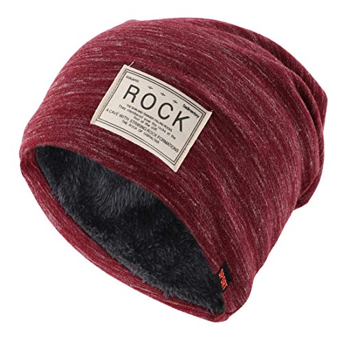 Gisdanchz Gorro Algodon Hombre Gorro Beanie Hombre Sombreros Oversized Gorro Punto Caido Snowboard Invierno Nieve Moda Vintage Gorras Deportivas para Crochet Acampada Accesorios Complementos Rojo Cover