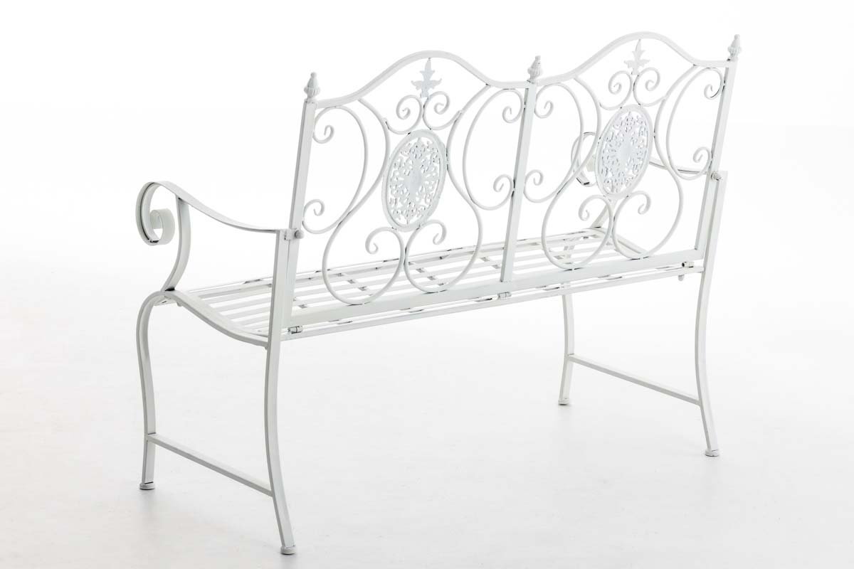 CLP Panchina da Giardino Punjab in Ferro Laccato - Panca Nostalgica Alto Schienale - Panca Stile Rustico per Esterno - Panchina Rétro Resistente ca. 120x50cm, Colore:bianco