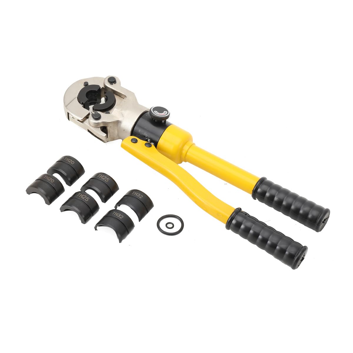 Alicates de presión hidráulica, 6 tonos, crimpadora, contorno TH16, TH20, TH26, TH32 mm, para tubos de cobre, tubo de acero inoxidable, tubo compuesto, con cabezal giratorio de 360 °