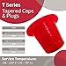 Caplugs T-13X T Series, Plastic Tapered Cap and Plug, Red LD-PE, Protective Closures, Dust & Moisture Seals, MIL Spec, SAE Fittings, EZ Remove, Cap OD 0.933