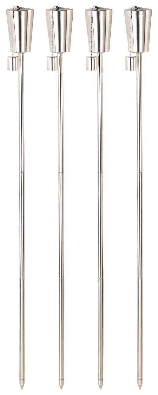 Carlo Milano Ölfackeln: Edelstahl-Gartenfackel Amor, rostfrei, 280 ml,110 cm, 4er-Set (Ölfackeln Edelstahl, Ölfackel Garten, Grill)