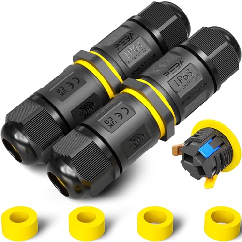 PEBA® Connecteurs de Câbles Étanches IP68 - Boîte de jonction 3 Fils - Raccord extérieur étanche pour jardin - Dérivation de câble Ø4-12mm - Boîtier...