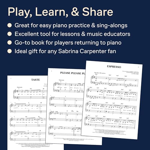 Sabrina Carpenter: Short N' Sweet | Easy Piano Sheet Music Songbook with Lyrics and Chord Symbols | Beginner Piano Pop Song Collection for Fans and Students | 12-Track Piano Book for Practice - image 4