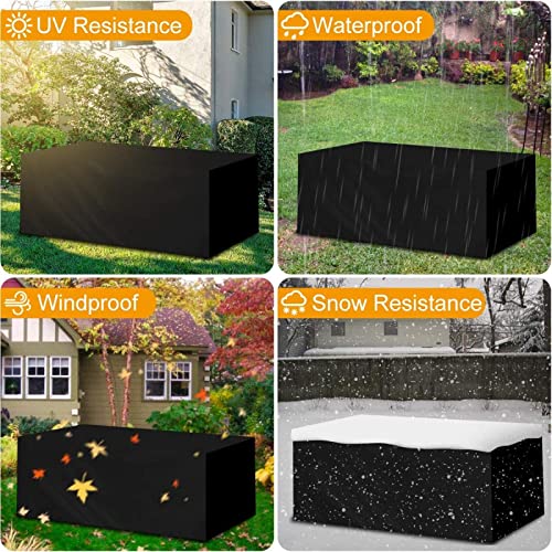Housse salon de jardin noir 250x190x80 bâche table rectangulaire - 5