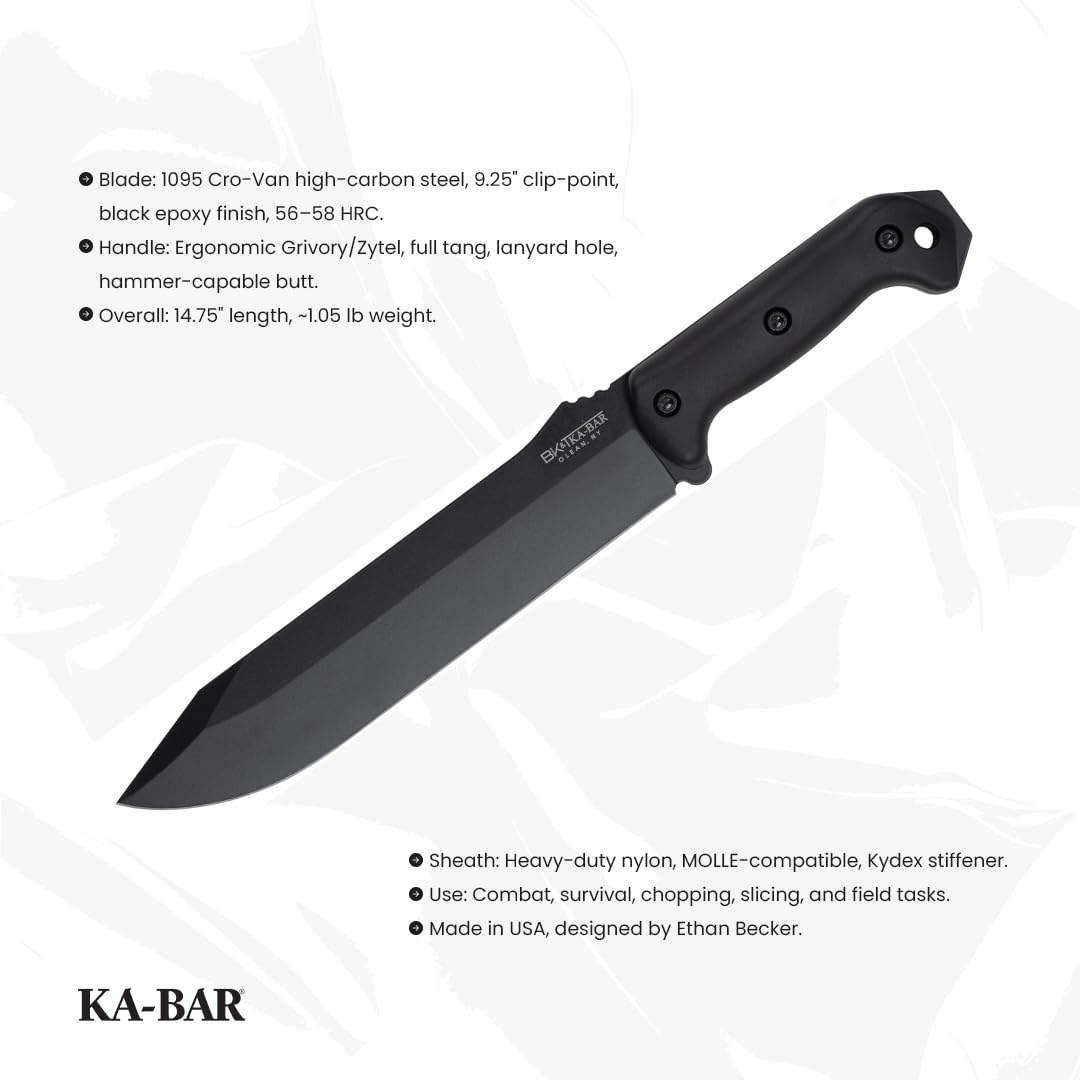 com : Ka-Bar Becker BK9 Combat Bowie Fixed Blade Knife
