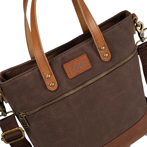 Image of Montana West x Lee Waxed Canvas Tote Bag for Women Vintage Crossbody Bag for Work with Leather Handle