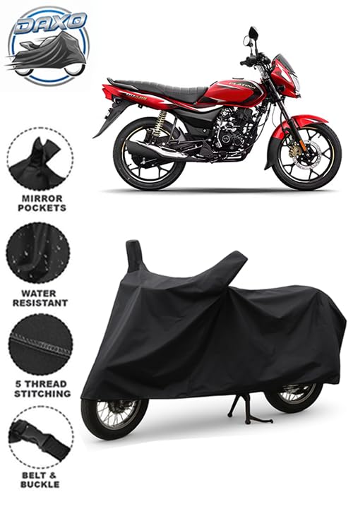 Image of Daxo Waterproof Bike Cover for Bajaj Platina 110 | Heavy Duty All Weather Protection from Rain, Dust, Sun & Scratches with Mirror Pockets | Platina 110 Bike Cover